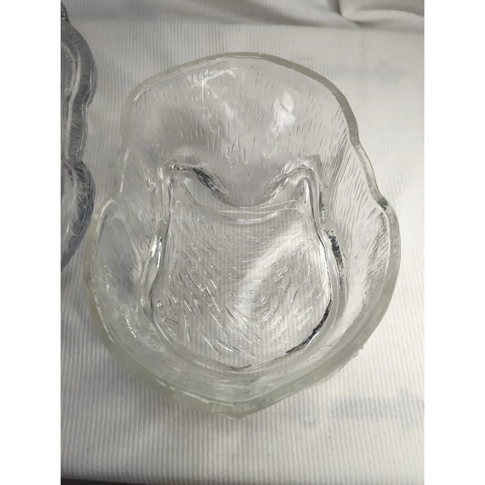 Vintage‎ Glass Molded Bunny Rabbit Candy/ Trinket Dish, Table Decor